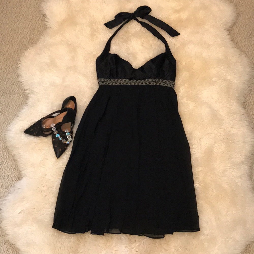 Nordstrom Adrianna Papell Silk Halter Dress Sz 4